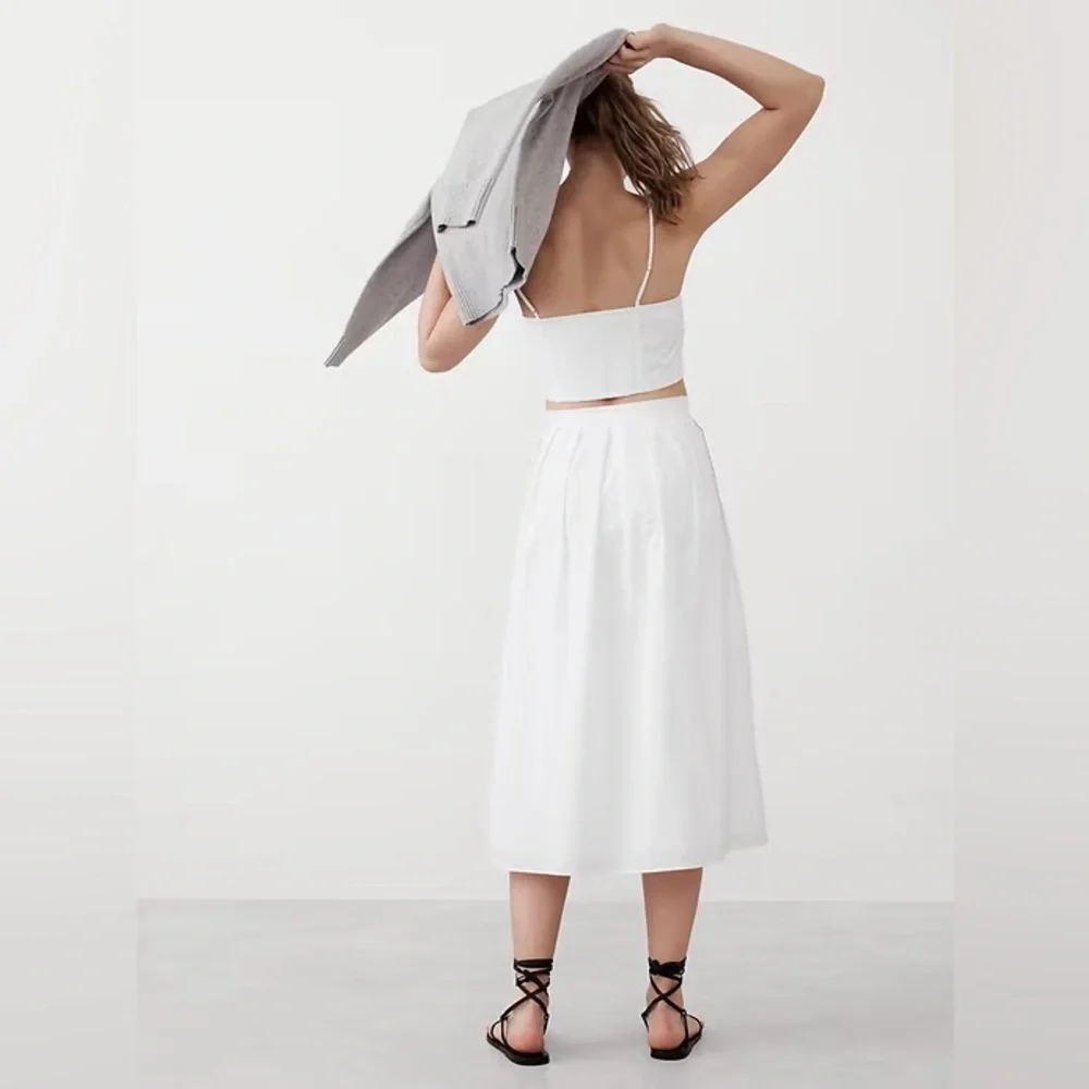NWT! Banana Republic White Poplin Midi Skirt - Multiple 🪨